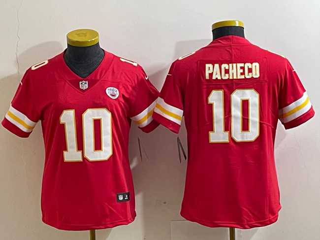 Womens Kansas City Chiefs #10 Isiah Pacheco Red Vapor Football Stitched Jersey(Run Small)